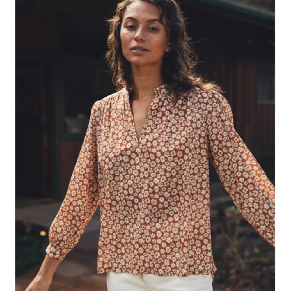 Trovata Bailey Long Sleeve Boho Blouse in Sepia Floral Women's Medium RTL$258